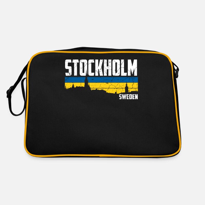 Stockholm Drapeau de la Suède - Sac Retro - noir/or