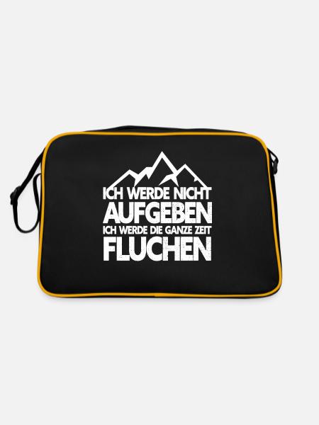Wanderer Bergsteiger Spruch - Wander - Retro Tasche - Schwarz/Gold - Hinten