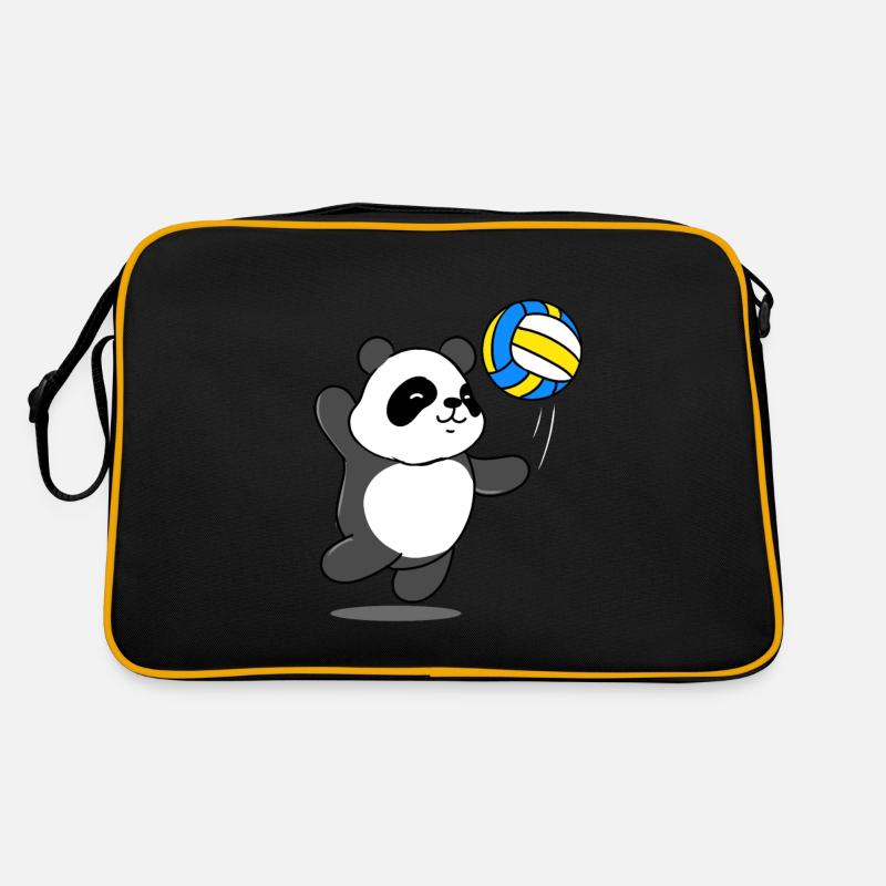 Panda spielt Volleyball Retro Tasche
