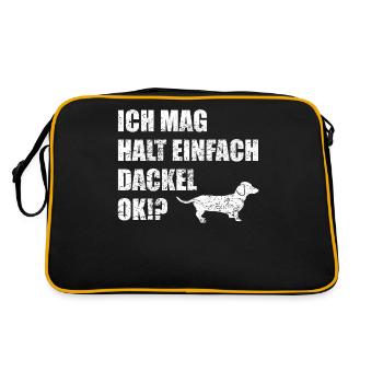 Dackelhund Dackel Hund Lustiger Spruch Geschenk - Retro Tasche - Schwarz/Gold - Hinten