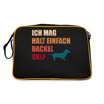Dackelhund Dackel Hund Lustiger Spruch Geschenk - Retro Tasche - Schwarz/Gold - Hinten