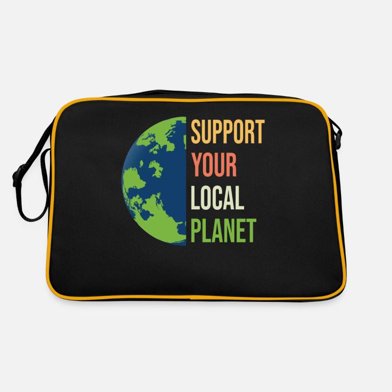 Support your local Planet Naturschutz - Retro Tasche - Schwarz/Gold