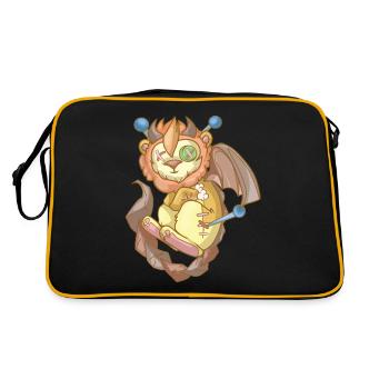 Kawaii Pastel Goth Voodoo Doll Cute Manticore - Retro Tasche - Schwarz/Gold - Hinten