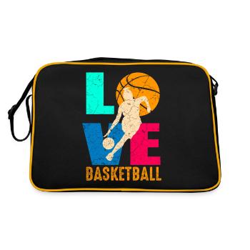 Basketballspieler Basketball Mädchen - Retro Tasche - Schwarz/Gold - Hinten