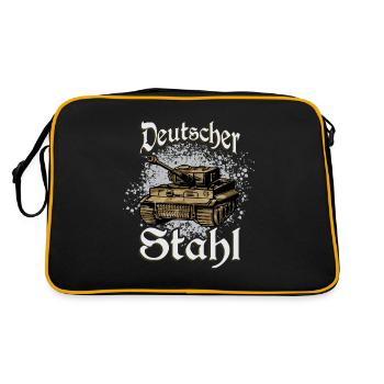 Deutscher Tiger Panzer T-shirt Soldaten Geschenk - Retro Tasche - Schwarz/Gold - Hinten
