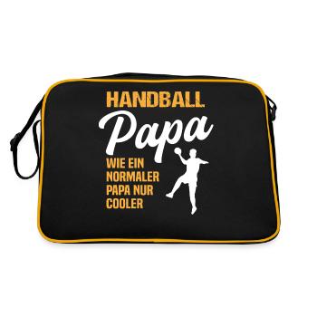 Handballer Papa Handball Sportler Geschenk Herren - Retro Tasche - Schwarz/Gold - Hinten