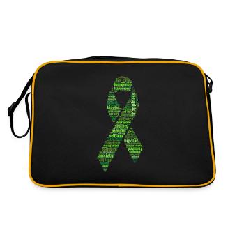 Green Mental Health Awareness Ribbon - Retro Tasche - Schwarz/Gold - Hinten