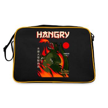 Hangry Moster Japanischer Hunger - Retro Tasche - Schwarz/Gold - Hinten