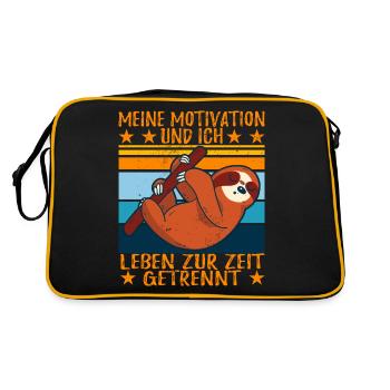 Meine Motivation Und Ich Leben Zur Zeit Getrennt - Retro Tasche - Schwarz/Gold - Hinten