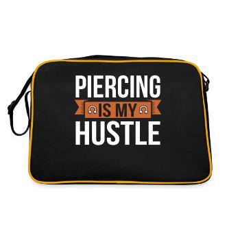Piercing Is My Hustle Piercing Fun Pun - Retro Bag - black/gold - Back