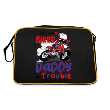 Me + My Biker Daddy = Trouble Onesie - Retro Tasche - Schwarz/Gold - Hinten