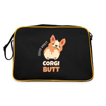 Guess What Corgi Butt Funny Corgi Dog - Retro Bag - black/gold - Back