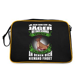 Jäger Jagd Jagdspruch Rehbock - Retro Tasche - Schwarz/Gold - Hinten