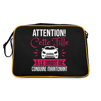 Permis De Conduire Cadeau Fille Humour Conduite - Sac Retro - noir/or - Dos