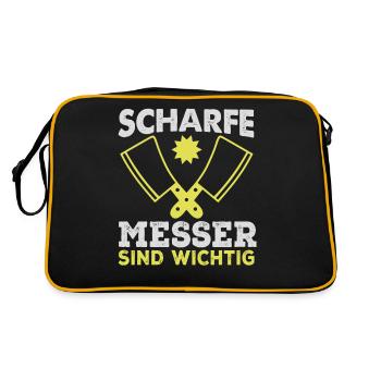 Metzger Fleischer Fleisch Fleischerei Geschenk - Retro Tasche - Schwarz/Gold - Hinten