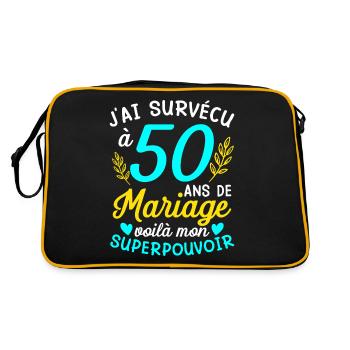 50e Anniversaire De Mariage Humour Cadeau - Sac Retro - noir/or - Dos