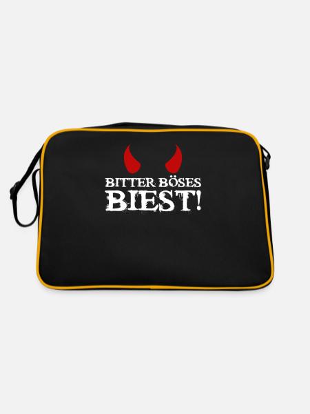 Bitter Böses Biest Lustig Fun Humor Zicke Teufel - Retro Tasche - Schwarz/Gold - Hinten