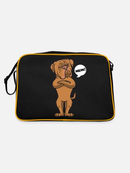 Bordeauxdogge Bordeaux Dogge lustig - Retro Tasche - Schwarz/Gold