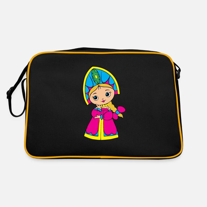 Matrjoschka Puppen Russische Geschenke - Retro Tasche - Schwarz/Gold