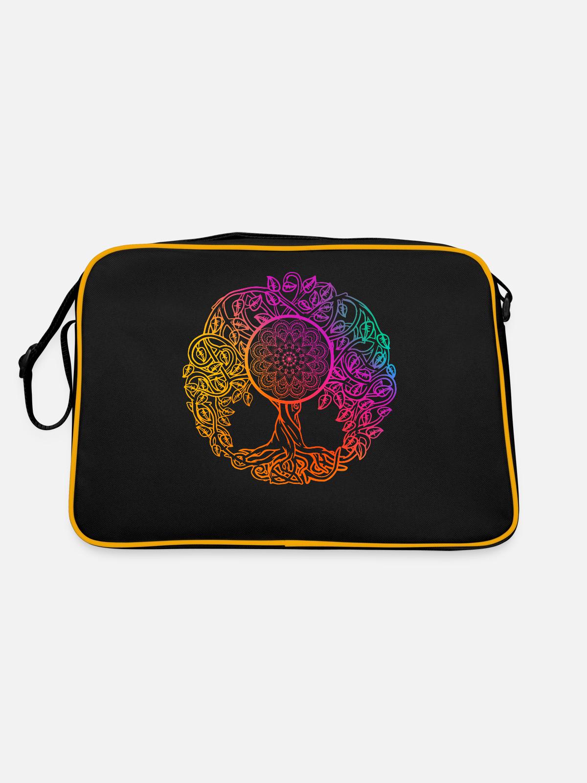 Mandala Tree of Life - Retro Bag - black/gold - Back