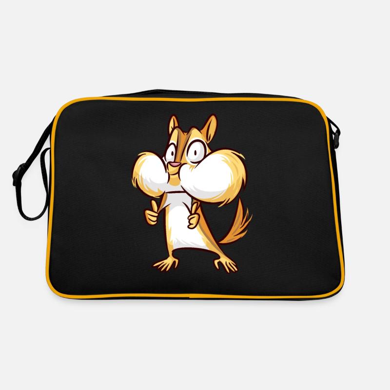 Eichhörnchen - Retro Tasche - Schwarz/Gold