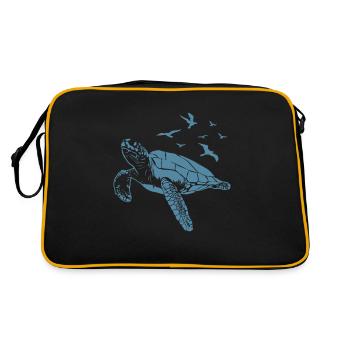 Turtle in the water with birds in the sky - Retro Bag - black/gold - Back