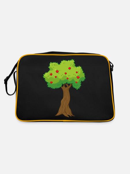 Apfelbaum - Retro Tasche - Schwarz/Gold - Hinten