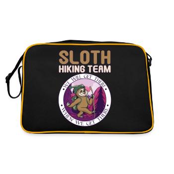 Sloth Hiking Team Faultier Ruhe Wandern Wanderer - Retro Tasche - Schwarz/Gold - Hinten
