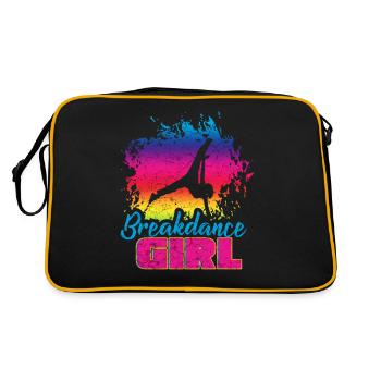 Breakdance Mädchen Tänzerin - Retro Tasche - Schwarz/Gold - Hinten