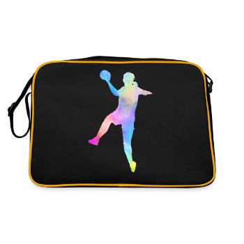 Handball handball aquarelle cadeau dames - Sac Retro - noir/or - Dos