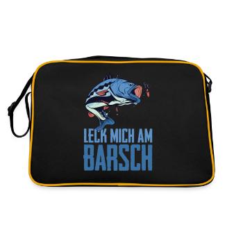 Angeln Barsch - Retro Tasche - Schwarz/Gold - Hinten