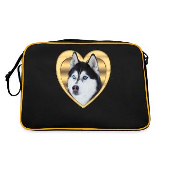 Husky - Husky Dog - Siberian Husky - Retro Bag - black/gold - Back