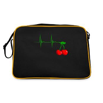 Cherry Kirsche Herzschlag Frucht Kirschen - Retro Tasche - Schwarz/Gold - Hinten