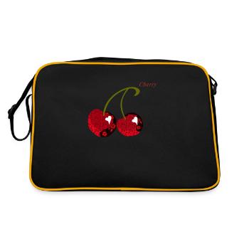 Cherry Kirsche Herzschlag Frucht Kirschen - Retro Tasche - Schwarz/Gold - Hinten