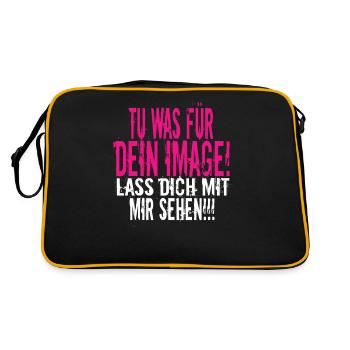 Tu Was Für Dein Image - Witziger Spruch Sarkasmus - Retro Tasche - Schwarz/Gold - Hinten