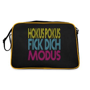 Hokus Pokus Fick dich Modus Lustige Sprüche Ironie - Retro Tasche - Schwarz/Gold - Hinten