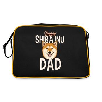 Happy Shiba Inu Dad - Retro Tasche - Schwarz/Gold - Hinten