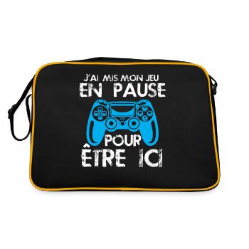 Ado Geek Humour Jeux Vidéo J'ai Mon Jeu En Pause - Sac Retro - noir/or - Dos