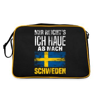 Schweden Flagge Schwede Geschenk - Retro Tasche - Schwarz/Gold - Hinten