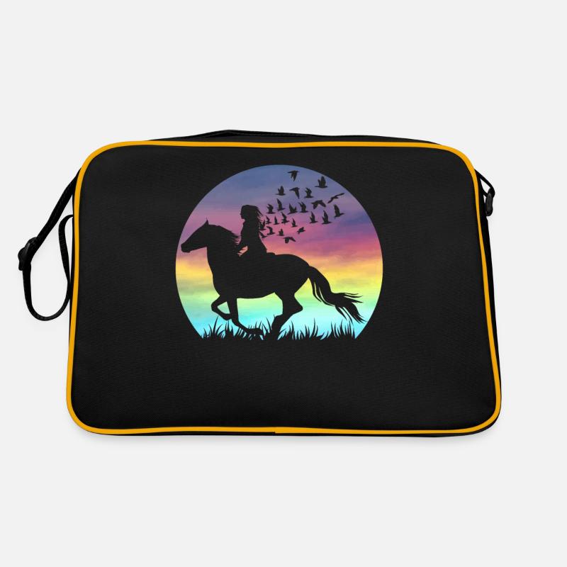 Cheval cheval fan de chevaux avec adage citation EN - Sac Retro - noir/or