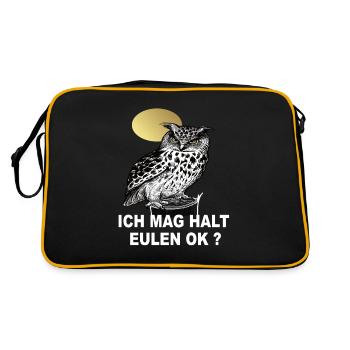 Eulen Geschenke - Ich Mag Halt Eulen Ok ? Eule - Retro Tasche - Schwarz/Gold - Hinten
