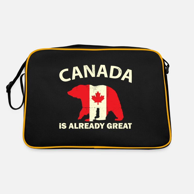 CANADIAN FLAG BEAR CANADA IST ALREADY GREAT Canada - Retro Tasche - Schwarz/Gold