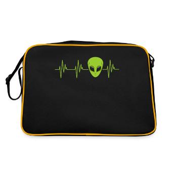 Alien Raum Ufo Gläubigen Unterstützung Kopf Herz - Retro Tasche - Schwarz/Gold - Hinten
