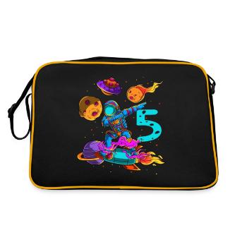 Astronaut In Space 5th Birthday - Retro Bag - black/gold - Back