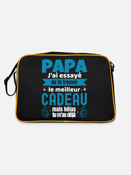Cadeau Papa Humoristique Drole Papa J'ai Essayé... - Sac Retro - noir/or - Dos