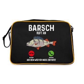 Barsch Angeln - Retro Tasche - Schwarz/Gold - Hinten