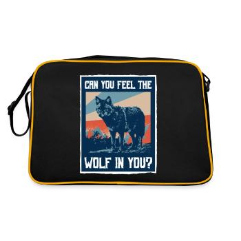 Wolf Spruch - Retro Tasche - Schwarz/Gold - Hinten