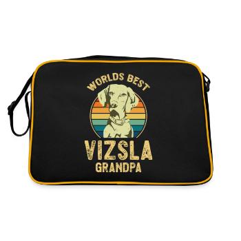 Vizsla Hund Design für deinen Vizsla Opa - Retro Tasche - Schwarz/Gold - Hinten