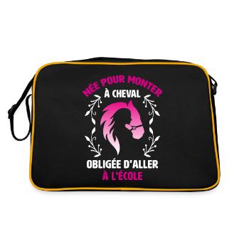 Née pour monter à cheval obligée d'aller à l'école - Retro Tasche - Schwarz/Gold - Hinten