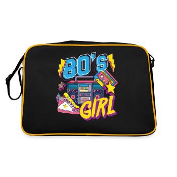 80er Jahre Mädchen Mottoparty Geschenk - Retro Tasche - Schwarz/Gold - Hinten